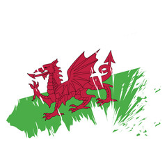 Wall Mural - brush flag wales transparent background, wales brush watercolour flag design template element PNG file wales flag