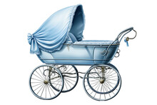 Cute And Colorful Baby Carriage Isolated On Transparent Background - PNG