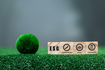 Close up earth on nature background. ESG Environmental, social, and corporate governance concept. Nature Сonservation, Ecology, Social Responsibility and Sustainability.