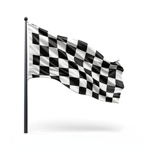 Black And White Checkered Flag Isolated With White Background. A Racing And Sports Concept. Generative Ai. 