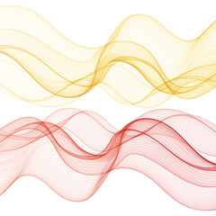 Set of color waves. Abstract curved linesset of color waves. abstract curved lines.Yellow and red colors. eps 10