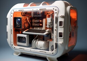 modern gaming pc case of space style, Technology PC Case of futuristics. AI Generative.