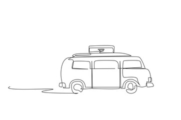 old nostalgic caravan suv van vehicle travel camp vacation lifestyle object transportation vehicle line art