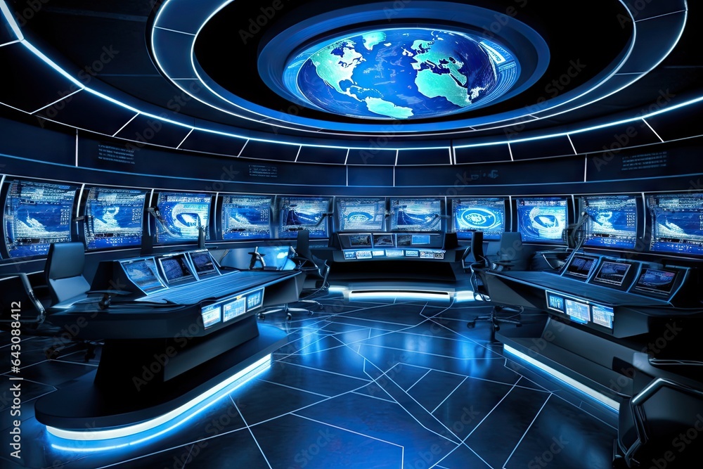 the inside of a space station with multiple monitors and screens ...