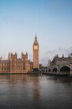 Fototapeta Big Ben - The Big Ben and Houses of Parliament against blue sky - London, UK.Vertical shot