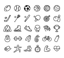 Hand Drawn Doodle Sport And Fitness Line Icons