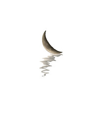 Wall Mural - crescent moon with rippled reflection on transparent background 7-12-2023