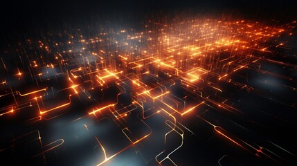 Wall Mural - 3d illustration. abstract background, connection and lines of technology