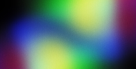 Vibrant VHS style rainbow teal white psychedelic grainy gradient color flow wave on black background, music cover dance party poster design. Retro Colors from the 1970s 1980s, 70s, 80s, 90s style