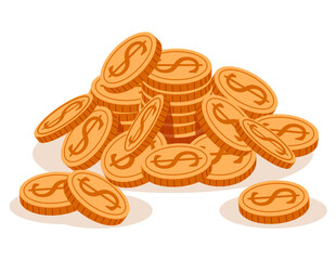 Wall Mural - Gold coin money cash pile stack concept. Vector flat graphic design illustration
