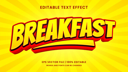 Breakfast food 3d editable text effect