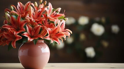 Poster - Bouquet of beautiful red lily flowers