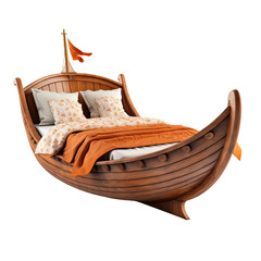 Wall Mural - a bed shaped like a boat isolated on a transparent background, generative ai