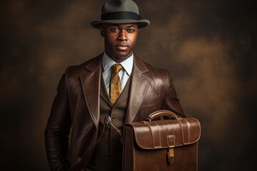 Wall Mural - African man in suit with briefcase