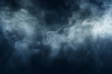 Wall Mural - Generative ai picture image collage of grey smoke over black dark background