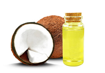 Wall Mural - coconut oil in bottle isolated on white background