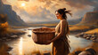 paleolithic woman carrying a basket