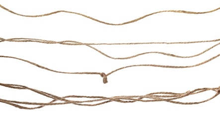 string, set rope isolated on white, top view