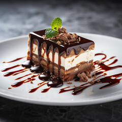 Wall Mural - Delicious chocolate dessert on a marble counter