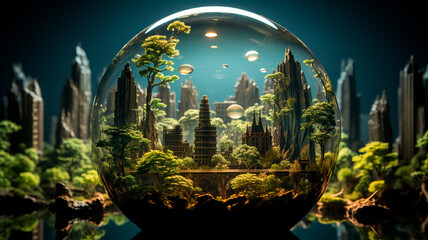 Wall Mural - alien fantasy with alien planet and moon. fantasy concept.