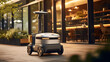 there is a robot that is sitting on a cart on the sidewalk Generative AI