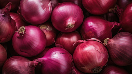 Wall Mural - Aromatic ripe red onions heap