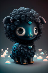 Wall Mural - A toy of a black sheep. Generative AI