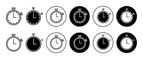 Wall Mural - Timer vector icon set. stopwatch symbol. countdown watch sign in black filled and outlined style.