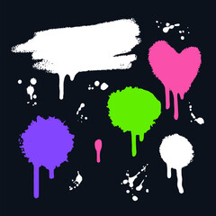 Fototapete - Spray Paint Abstract Vector Elements. Graffiti Style Background. Ink Splatters Street style