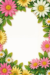 Wall Mural - background pattern 3d white green pink daisies flowers