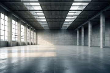 Canvas Print - Inside the super large empty factory