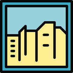 Sticker - City screenshot icon outline vector. Camera zoom. Cell mobile color flat