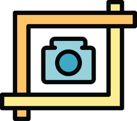 Poster - Frame capture icon outline vector. Screen image. Face shoot color flat