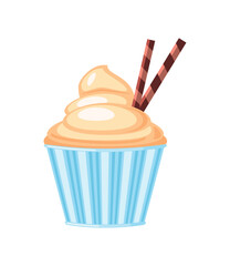 Sticker - delicious cupcake icon on white background