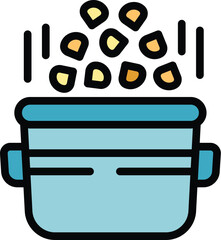 Sticker - Food buckwheat icon outline vector. Cereal plant. Nature organic color flat