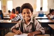 © CrioStudio - 教室の中で笑う男の子　with generative ai