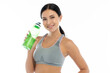 © Art_Photo - Portrait sport beauty body slim woman drinking water from a bottle while relax and feeling fresh on white background.Healthy lifestyle concept