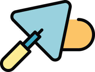 Poster - Home trowel icon outline vector. Construction tool. Hammer holding color flat