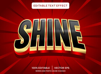 Wall Mural - shine 3D text effect template