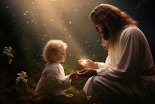 Fantasy Background Of Jesus And A Child