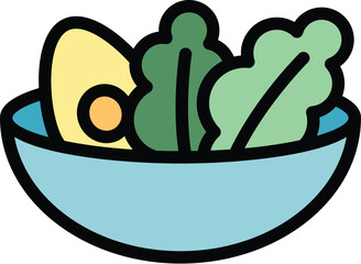 Canvas Print - Salad diet icon outline vector. Food nutrition. Organic fruit color flat