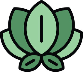 Poster - Lotus flower icon outline vector. Natural oil. Diet food color flat