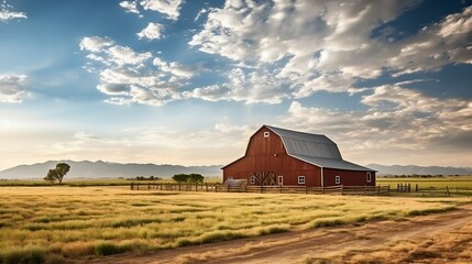 background barn with a large field in front.cool wallpaper