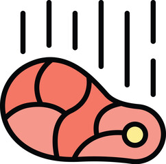 Sticker - Beef meat icon outline vector. Pork food. Raw bbq color flat