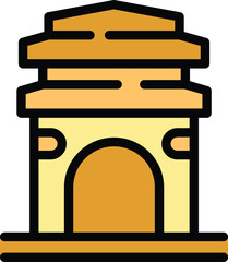 Sticker - City arch icon outline vector. Travel culture. National art color flat
