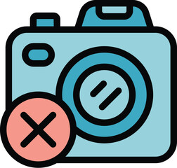 Canvas Print - No photo camera icon outline vector. Digital detox. Social media color flat