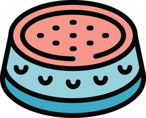 Poster - Cake food icon outline vector. Sweet pie. Chocolate meal color flat