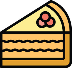Canvas Print - Cheesecake slice icon outline vector. Cream pie. Dessert bakery color flat