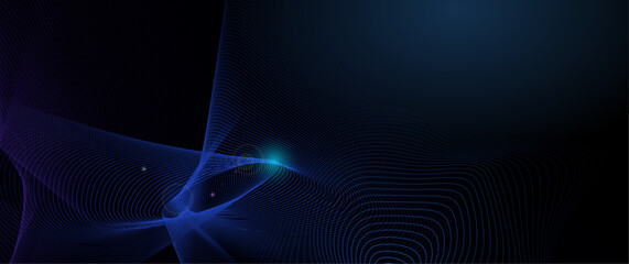 Wall Mural - vector abstract cyberspace and blue line pattern movement, graphic design over dark blue space backg