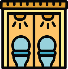 Sticker - Toilet light icon outline vector. Gender room. Wc restroom color flat